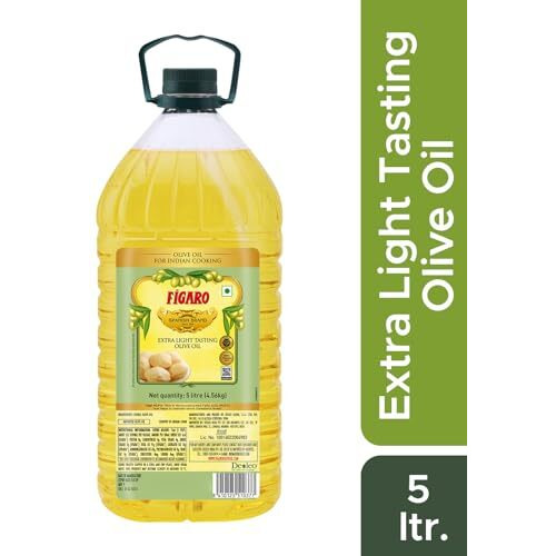 Figaro Extra Light Tasting Olive Oil- Ideal for All Indian Cooking- Suitable for Deep Frying- Imported from Spain- 5L