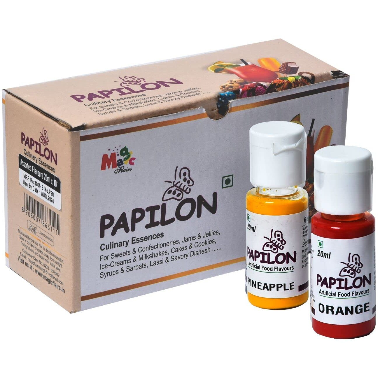 PAPILON Set of 6 Flavouring Emulsions of 20ml l For sharbat/Icecream/icegola/cake/cookies