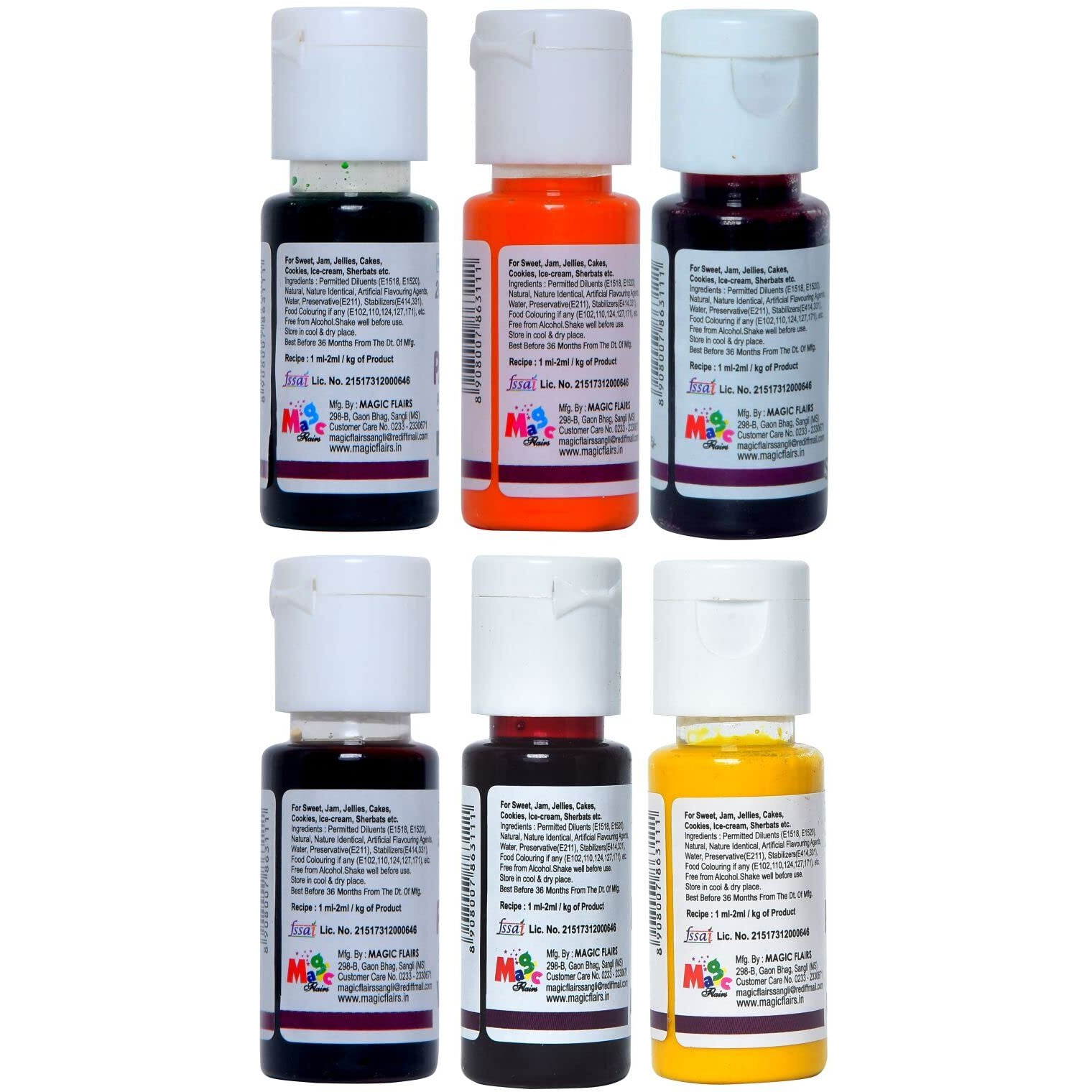PAPILON Set of 6 Flavouring Emulsions of 20ml l For sharbat/Icecream/icegola/cake/cookies