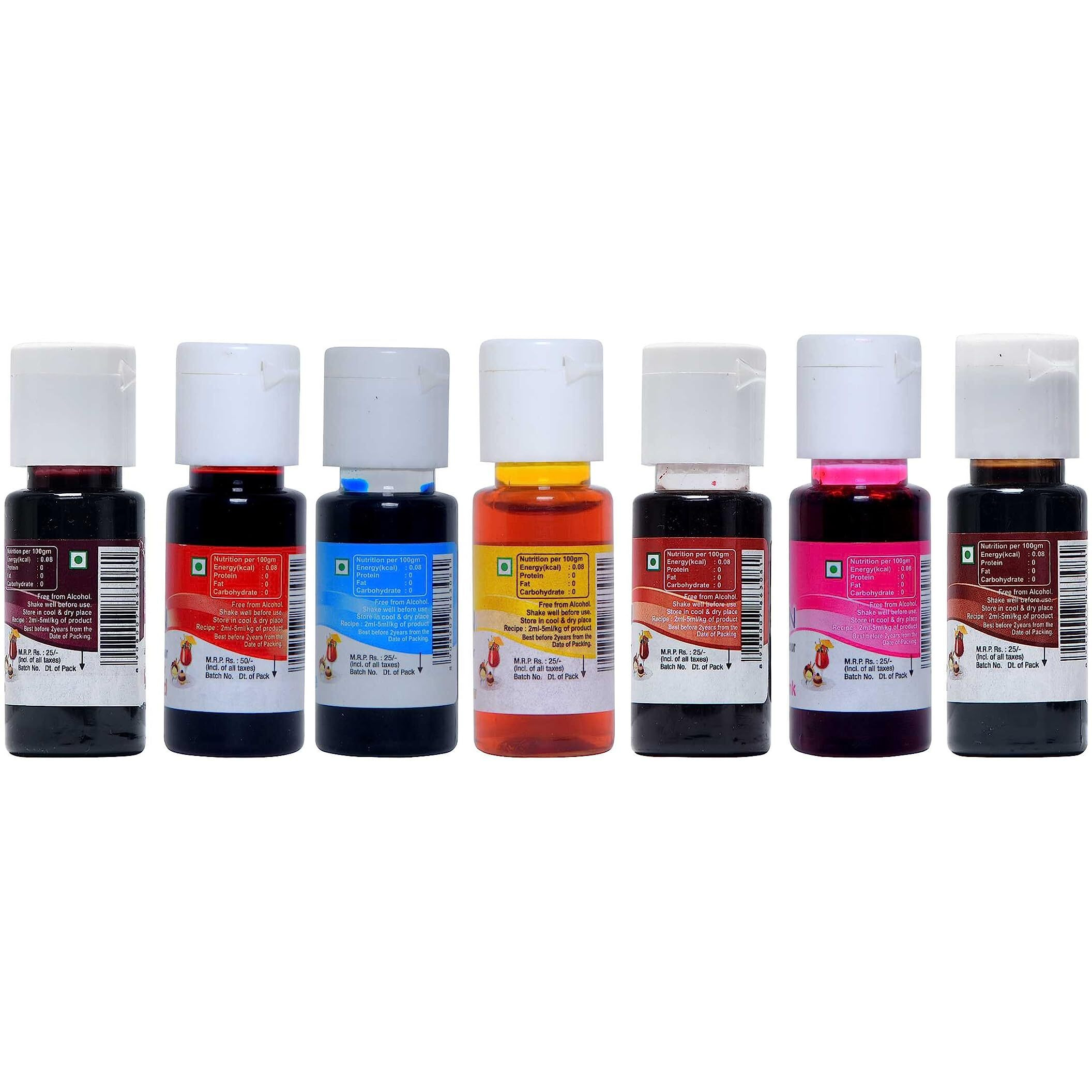 PAPILON FOOD FLAVOURS & COLOURS Shades Of Liquid Food Color (20 Ml X 7 Bottle)