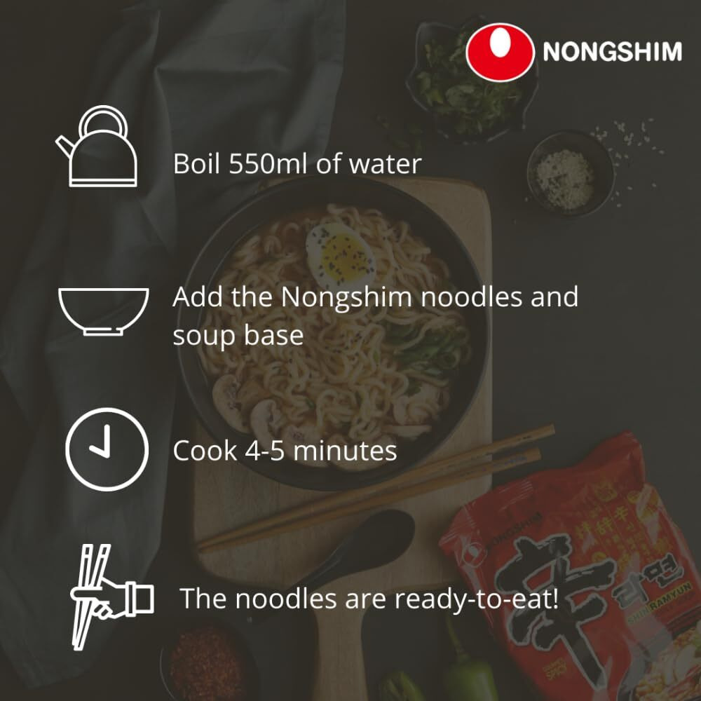 Nongshim Shin Ramyun Korean Style Spicy Noodle Soup Instant Noodles, 21.16 Oz 600 G