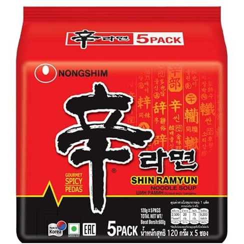 Nongshim Shin Ramyun Korean Style Spicy Noodle Soup Instant Noodles, 21.16 oz  600 g