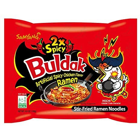 SAMYANG Ramen Korean 2X Hot Spicy Noodles, 140 Grams (Pack of 5)