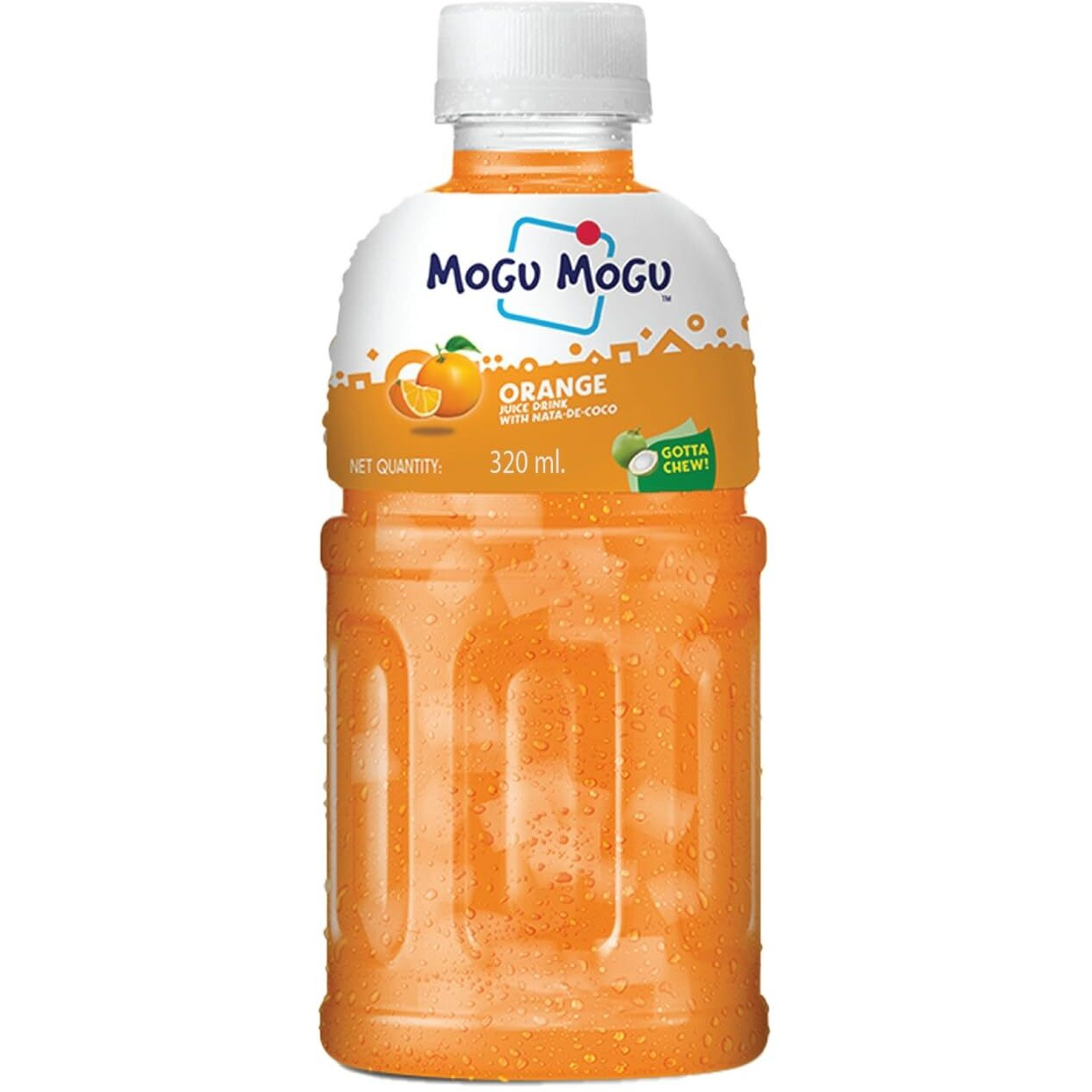 Mogu Mogu Orange Juice with 25% NATA De Coco | Energy Booster Drink | Full of Fruit Fibres | No Added Preservatives and Colours -320ml (Pack of 6)