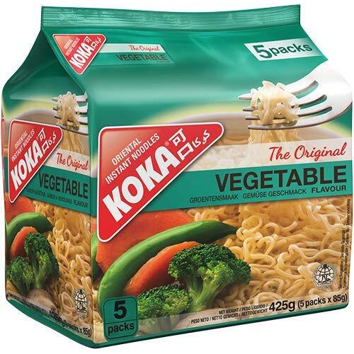 KOKA Orienta Instant Noodles The Original Vegetable Flavour(Pack Of 5) With Flavouring Oil (Halal Certified) - Vegetarian - 85 Gm