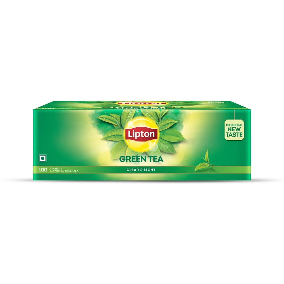 Lipton Pure & Light Green Tea Bags 100 pcs, All Natural Flavour, Zero Calories - Improves Metabolism & Reduces Waist