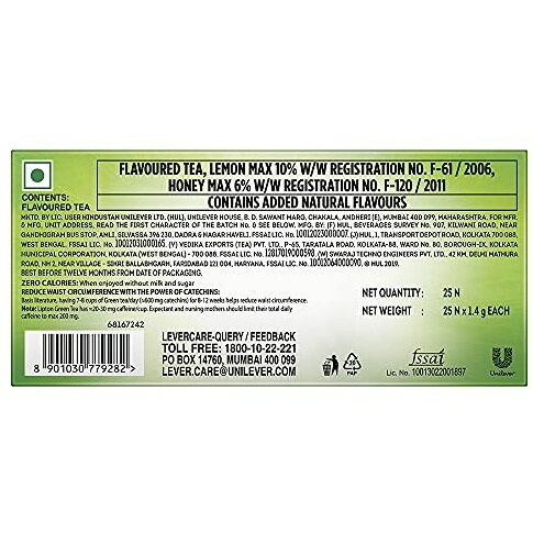Lipton Honey Lemon Green Tea Bags, 25 Pieces