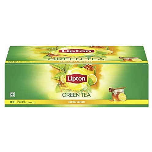 Lipton Honey Lemon Green Tea Bags 100 pcs, All Natural Flavour, Zero Calories - Improves Metabolism & Reduces Waist
