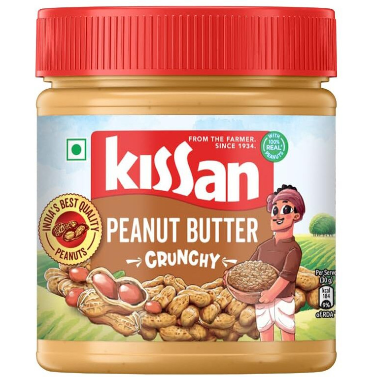 Kissan Crunchy Peanut Butter | High Protein | With Perfectly Roasted Peanuts | Naturally Gluten Free, 350 g