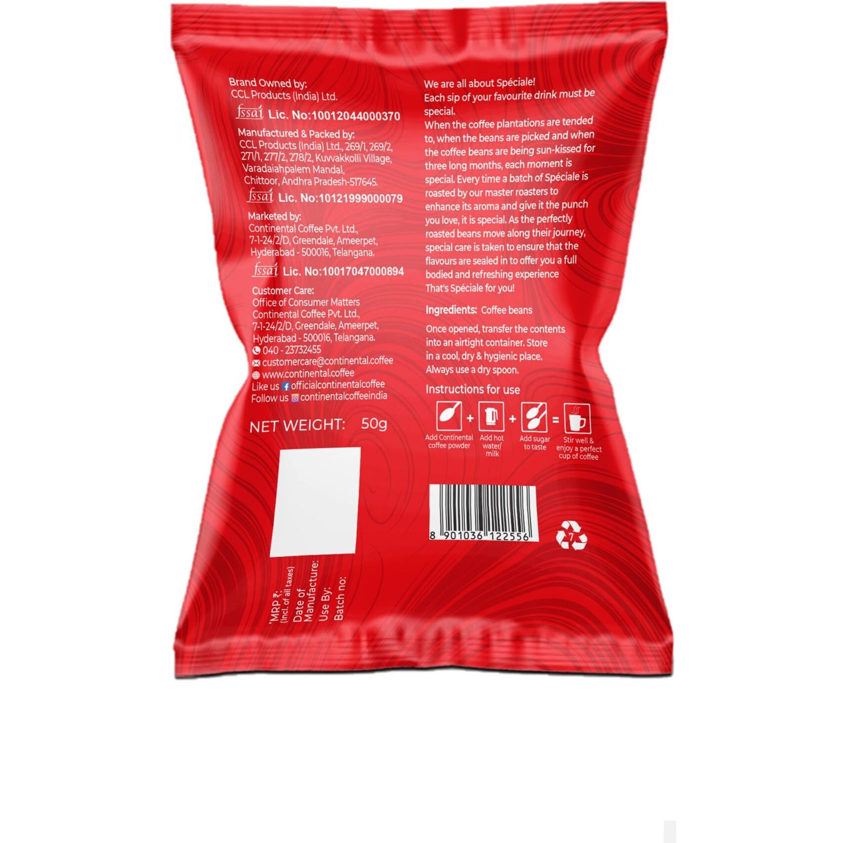 Continental Speciale Instant Coffee Powder 50g Pouch | 100% Pure Coffee |