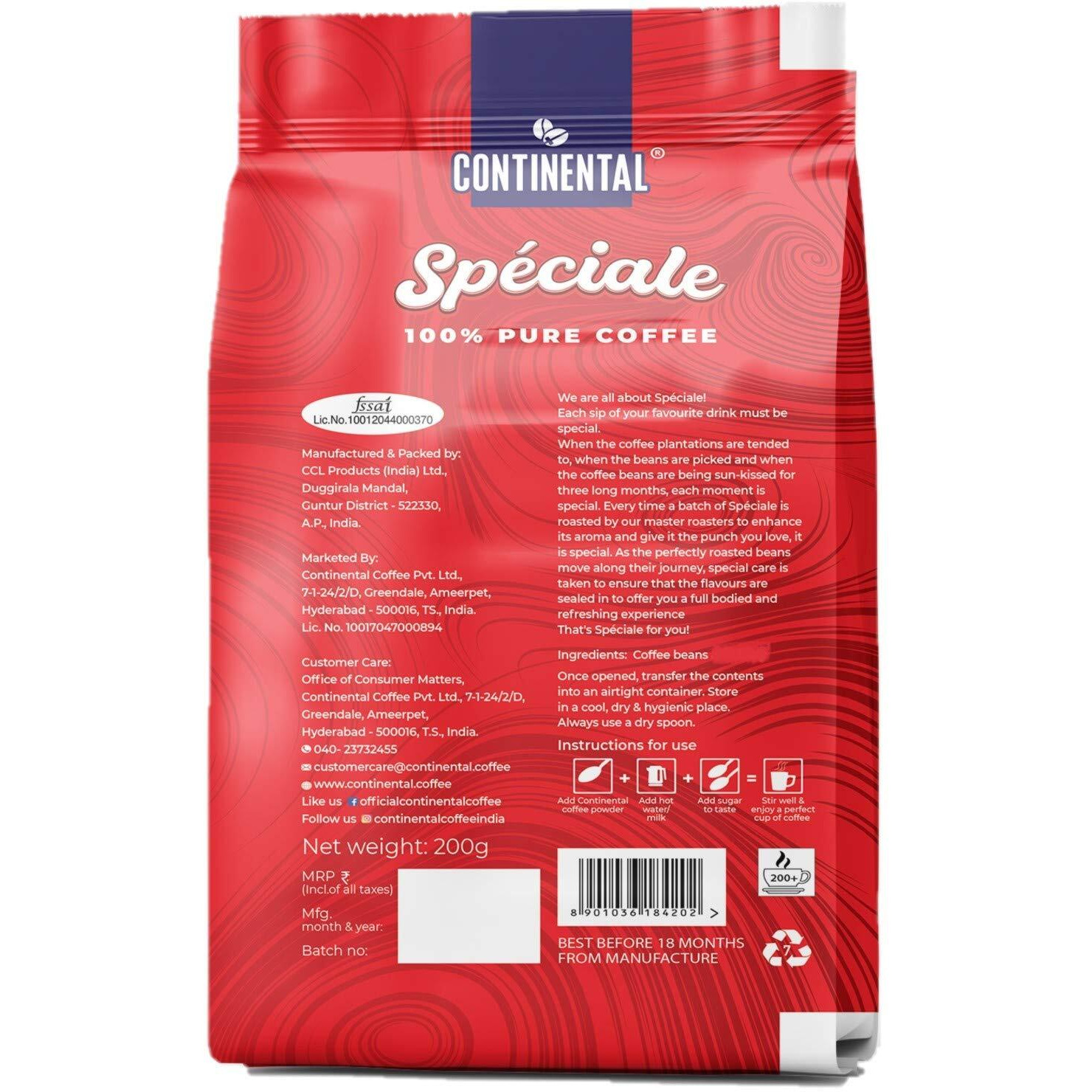 CONTINENTAL SPECIALE Instant Coffee Granules 200gm Pouch | 100% Pure Coffee Powder