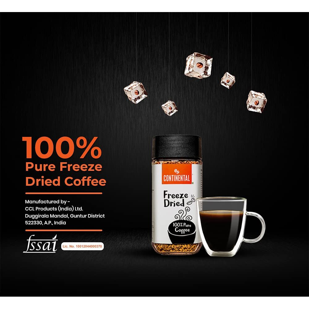 Continental Freeze Dried Pure Instant Coffee Powder, 100g Jar | 100% Arabica Coffee | Black Coffee | Cold Coffee