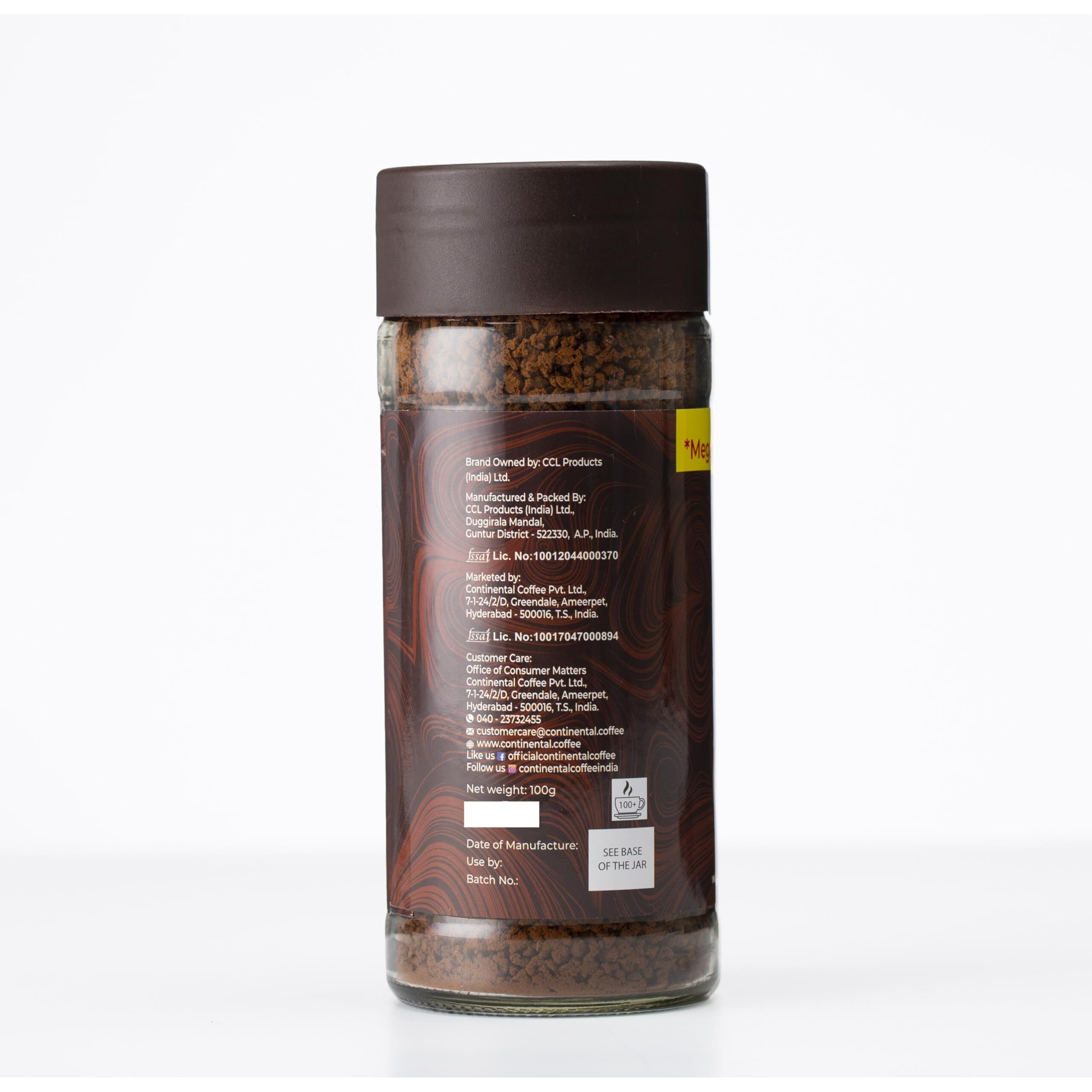 CONTINENTAL XTRA Coffee 100gm Jar | Strongest Instant Coffee Powder | Instant South Blend