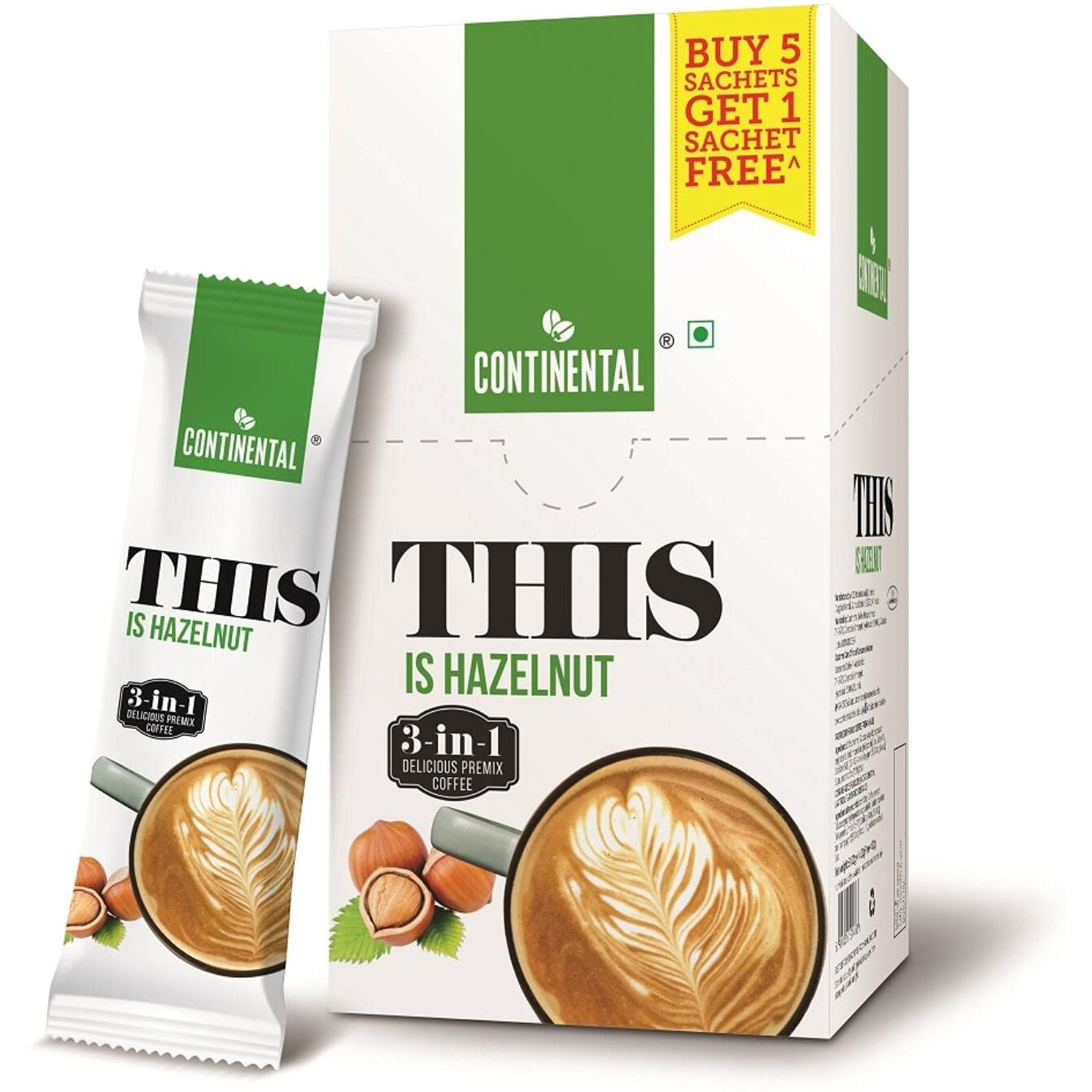 Continental THIS Hazelnut 3 in 1 Premix Instant Coffee 132g (22g*6 Sachets)