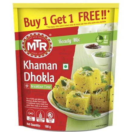 MTR Instant Khaman Dhokla Mix 160g/180g (Weight May Vary) (Buy 1 Get 1 Free)