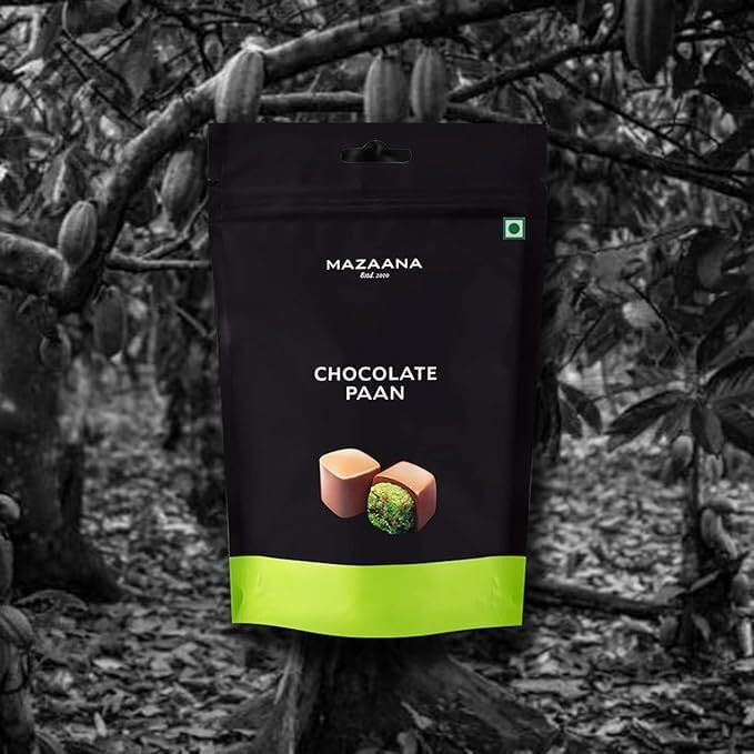 Mazaana Chocolate Paan 80g | Real Paan | Mouth Freshner | Pure Chocolate, No Compound | Enrobed in Fine Dark Chocolate | (1)