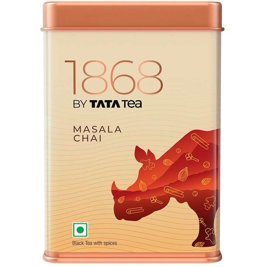 1868 by Tata Tea Masala Chai | Assam Masala Black Tea | An Aromatic, Spicy & Full of Flavour Premium Black Tea | 100g