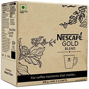 NESCAFE Gold Instant Coffee Powder | Coffee at its best | Freeze Dried | Premium Imported Coffee | Rich & Smooth Taste | 2 * 185g Jar