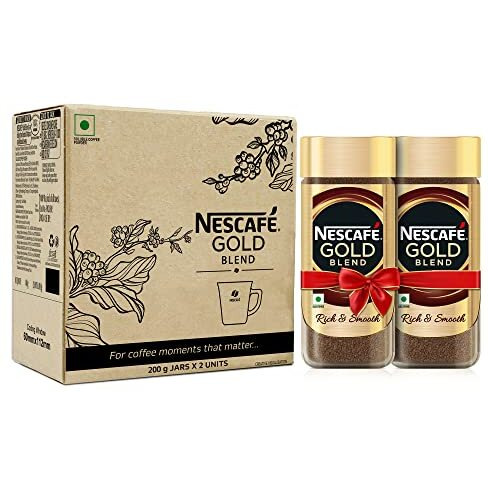 NESCAFE Gold Instant Coffee Powder | Coffee at its best | Freeze Dried | Premium Imported Coffee | Rich & Smooth Taste | 2 * 185g Jar