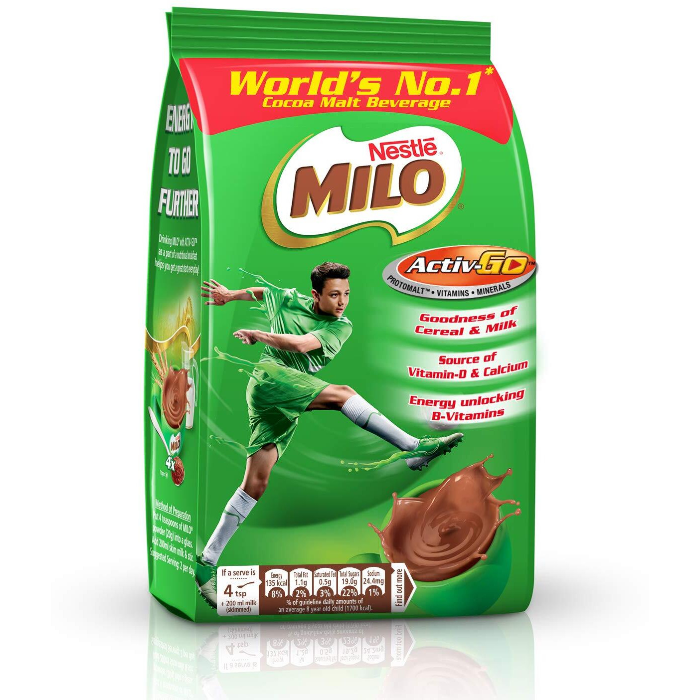 MILO Nestle Activ-Go Powder Health Drink- (Chocolate Flavour) Pouch, 400 G