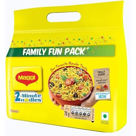 MAGGI 2-Minute Instant Noodles, Masala Noodles With Goodness Of Iron, Made With Choicest Quality Spices, Favourite Masala Taste, 560 Gm