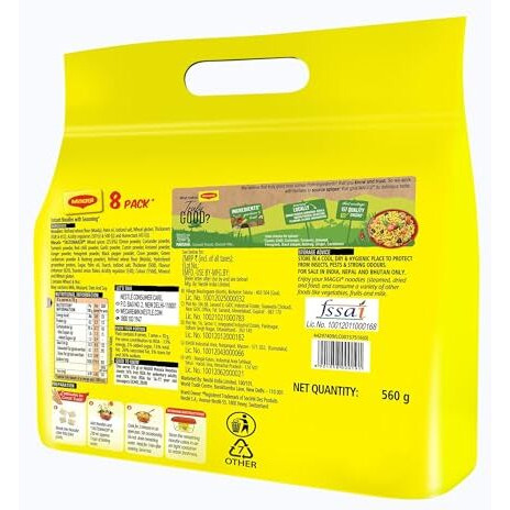 MAGGI 2-Minute Instant Noodles, Masala Noodles With Goodness Of Iron, Made With Choicest Quality Spices, Favourite Masala Taste, 560 Gm