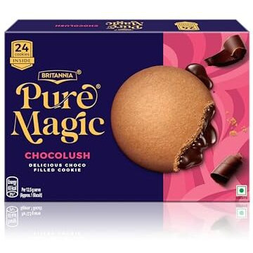 Britannia Pure Magic Chocolush - Delicious Choco Filled Cookie | 300 gm | Live this moment with crunchy and gooey choco filling cookie