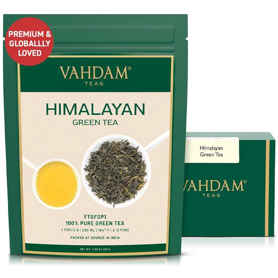 VAHDAM Organic Anti-oxidant Loose Green Tea Leaves to Cleanse and for Weight Loss (100g, 50 Cups)