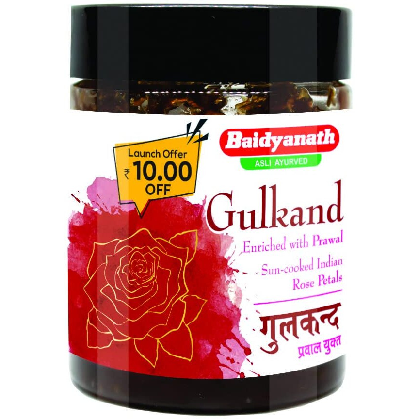 Baidyanath Gulkand - Enriched with Prawal Sun-cooked Indian (Rose Petal Jam) - (200gram)