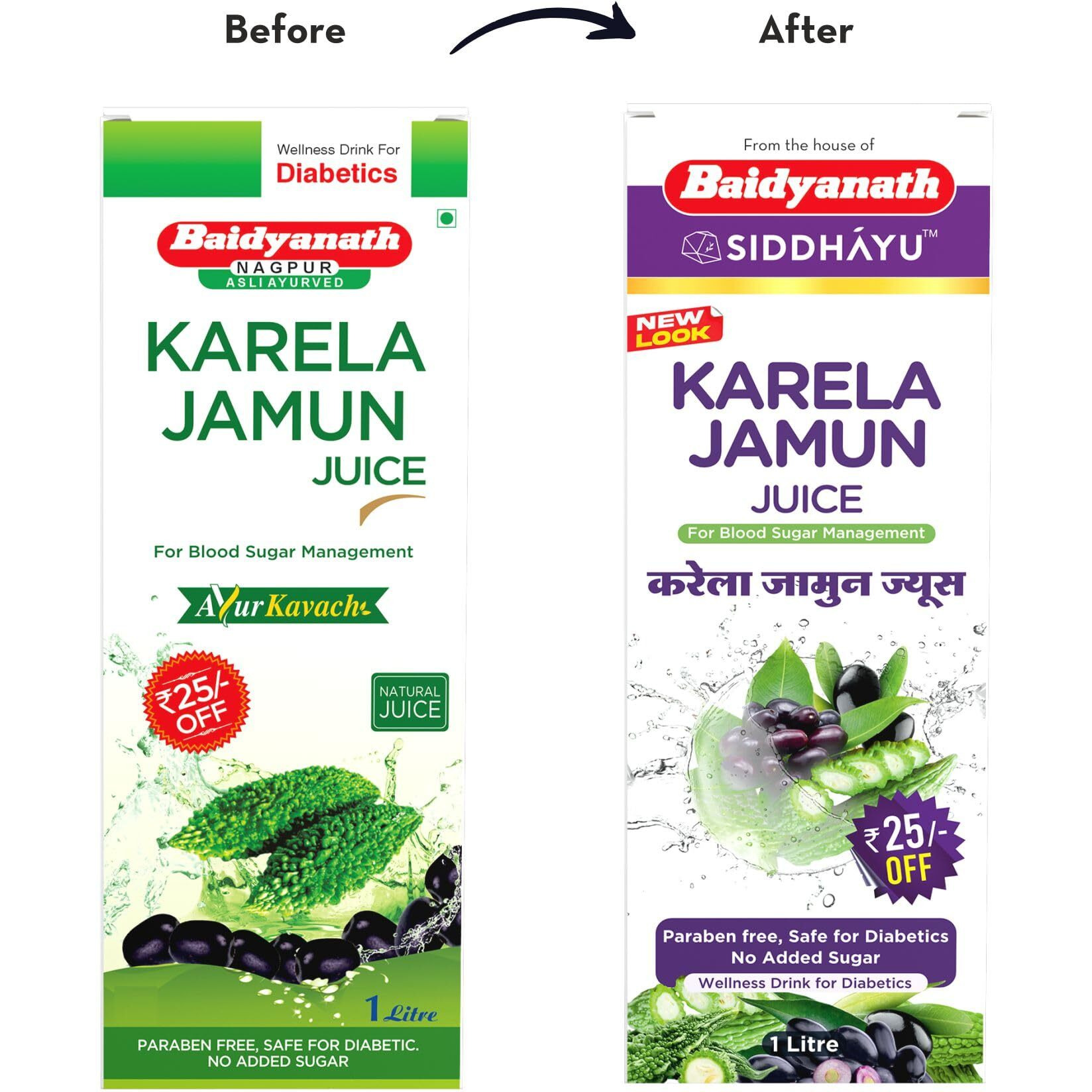 Baidyanath Nagpur Pack of 1 - Karela Jamun Juice Pack of 1-1 L