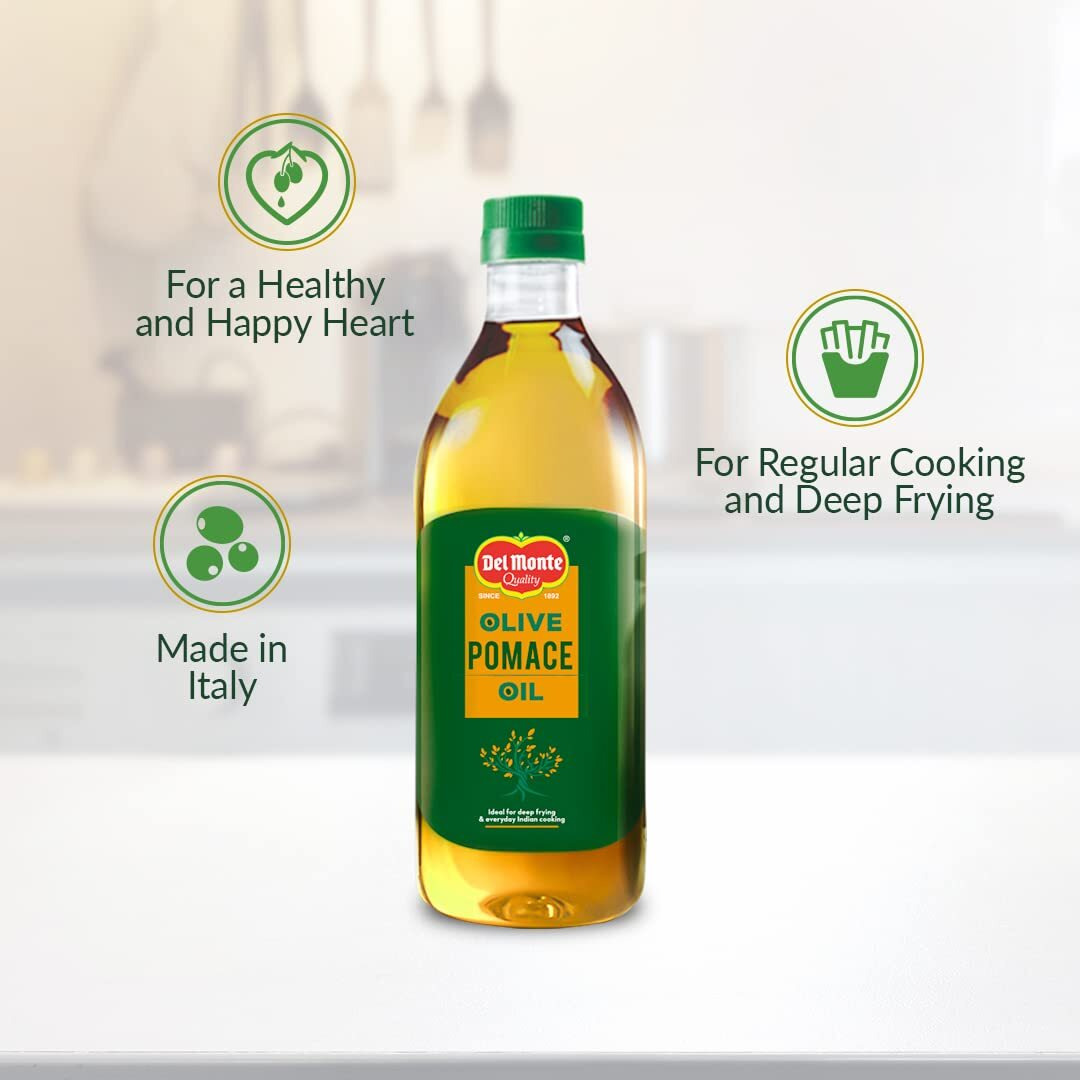 Del Monte Pomace Olive Oil, Ideal for Everyday Indian Cooking & Deep Frying, 1L