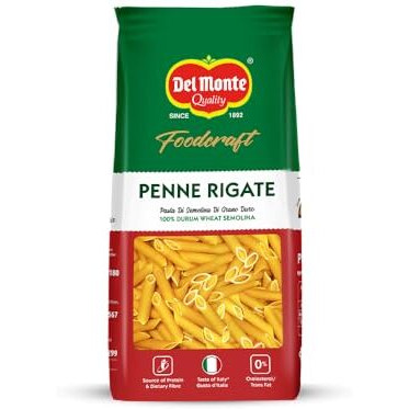 Del Monte Foodcraft Penne Rigate Pasta (100% Durum Wheat - No Maida), 500 grams/ 400 grams