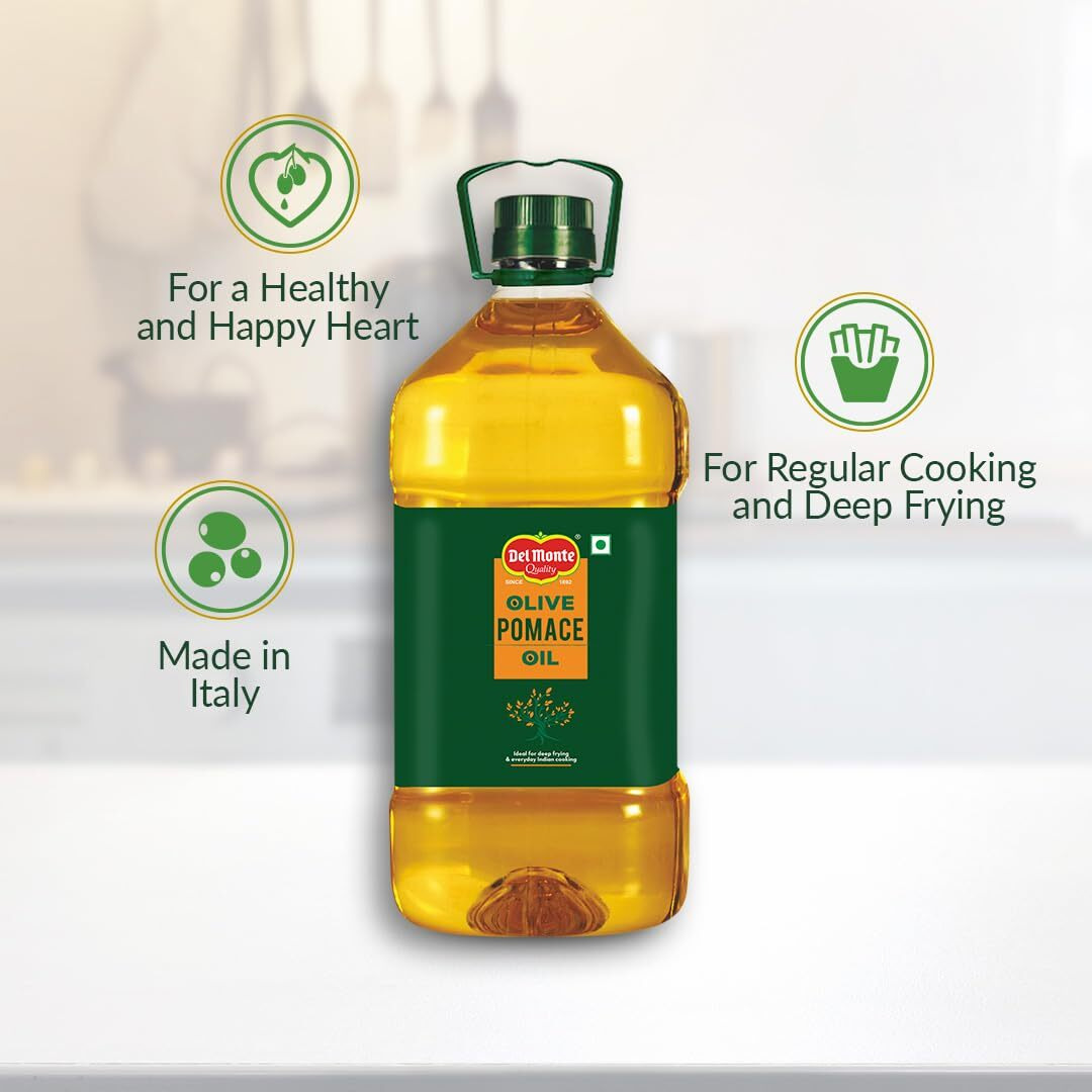 Del Monte Pomace Olive Oil, Ideal for Everyday Indian Cooking & Deep Frying, 5L