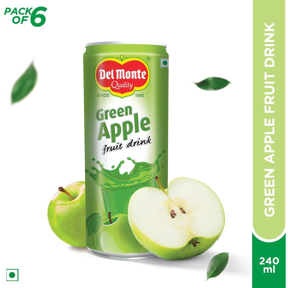 Del Monte Green Apple Fruit Drink Gift Pack, Pack of 6, 240ml