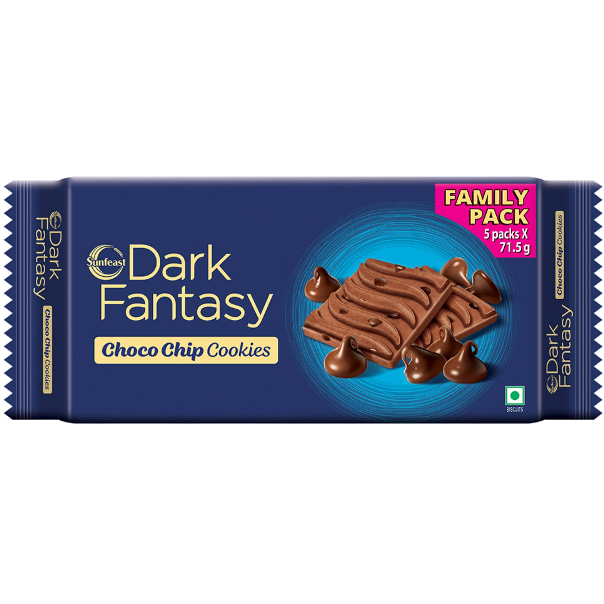 Sunfeast Dark Fantasy Choco Chip, Chocolate Cookies Loaded with Choco Chips, 357.5g
