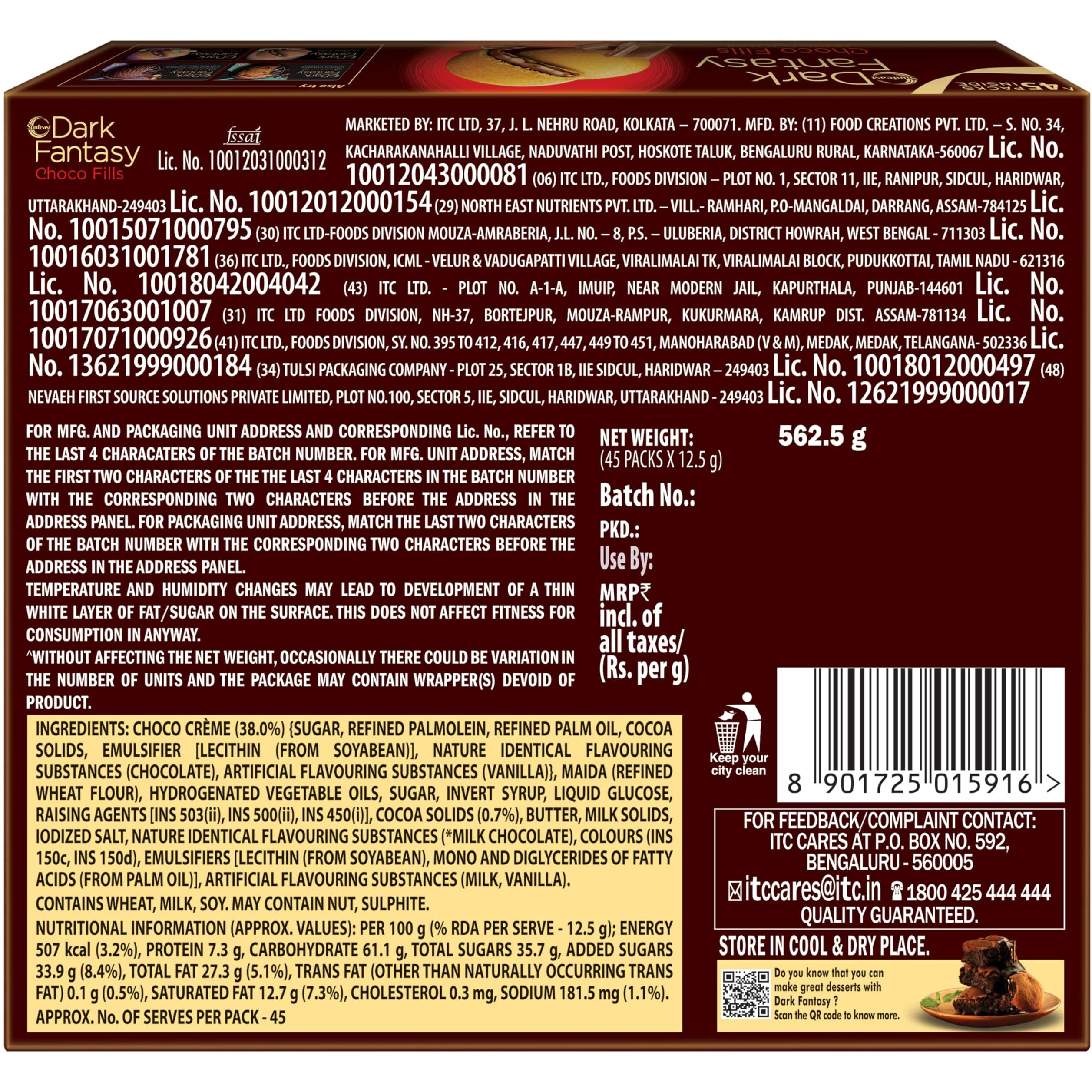Sunfeast Dark Fantasy Choco Fills, 600g, Original Filled Cookies with Choco Crme