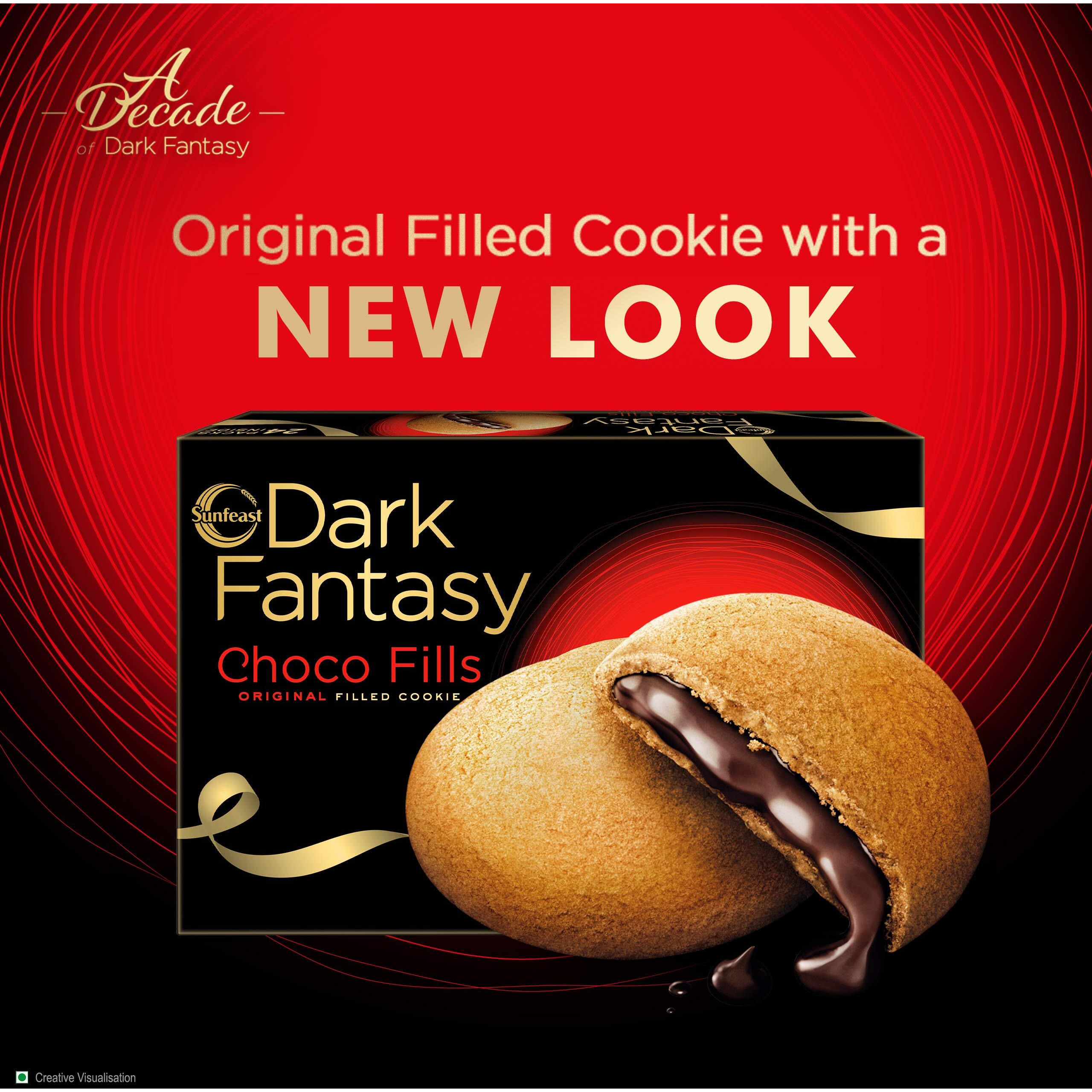 Sunfeast Dark Fantasy Choco Fills, 600g, Original Filled Cookies with Choco Crme
