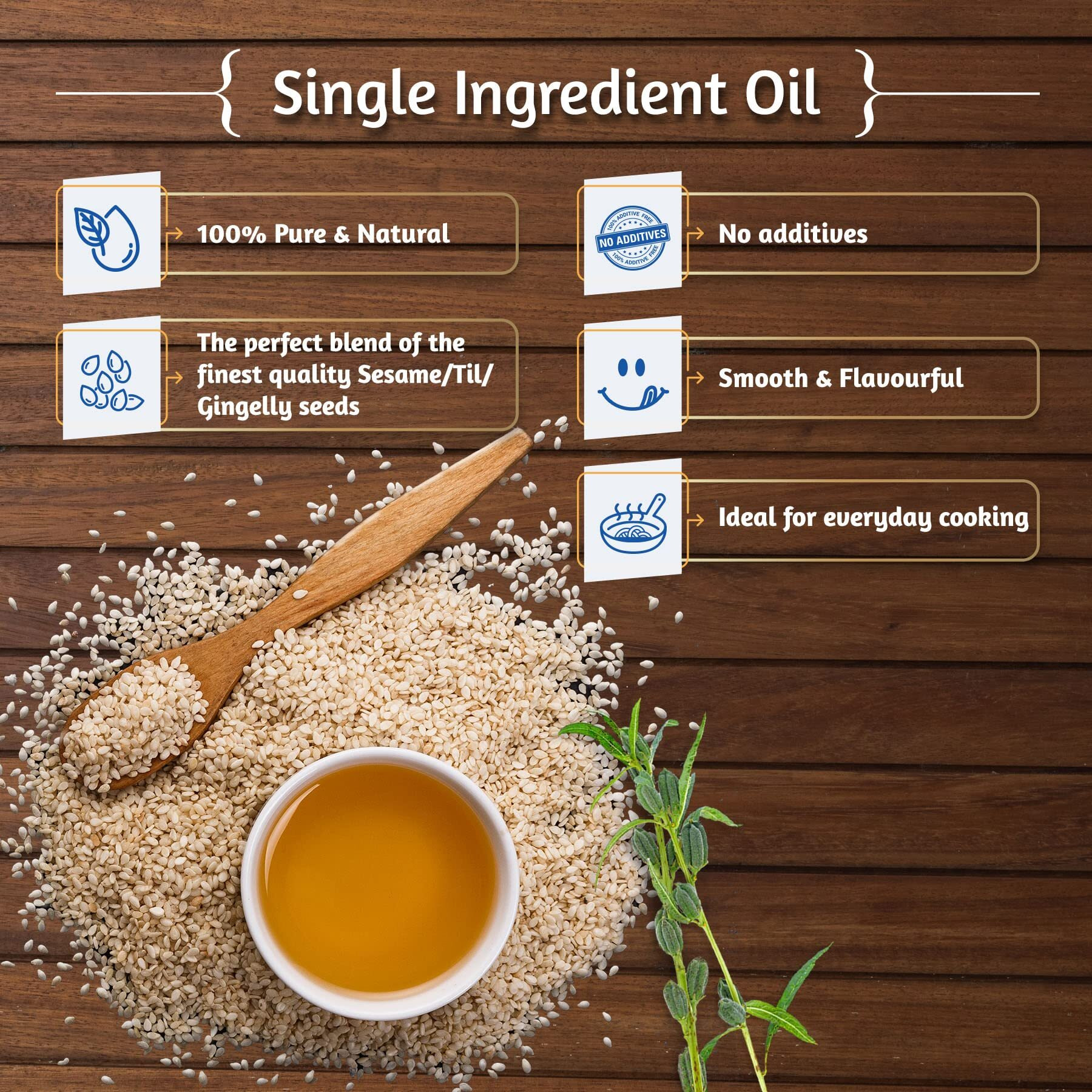 Tilsona Gold Sesame Oil (Cooking Oil) | 1 Litre Pet Bottle | 100% Pure & Natural Til Oil | No Artifical Flavours & Preservatives | The World Health Organisation