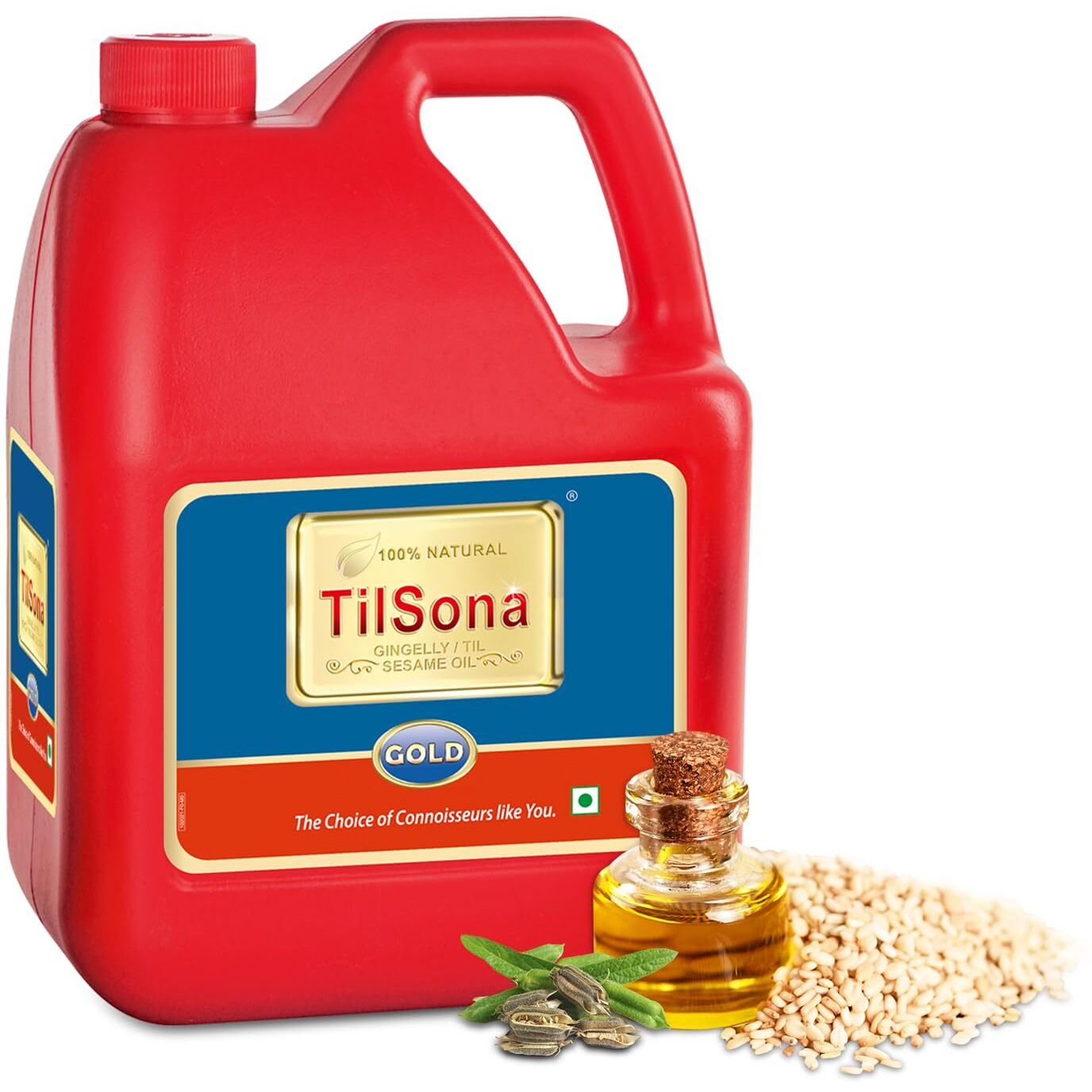 Tilsona Gold Sesame Oil (Cooking Oil) | 5 Litre Can | 100% Pure & Natural Til Oil | No Artifical Flavours & Preservatives | Equal Ratio of MUFA and PUFA as recommended by the World Health Organisation