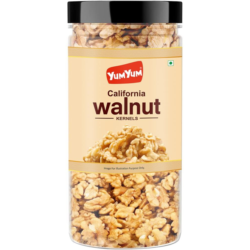 YUM YUM 100% Natural California Walnut Kernels 350g Value Pack | Premium Akrot Giri | High in Protein & Iron | Low Calorie Nut| Trans Fat & Cholesterol Free
