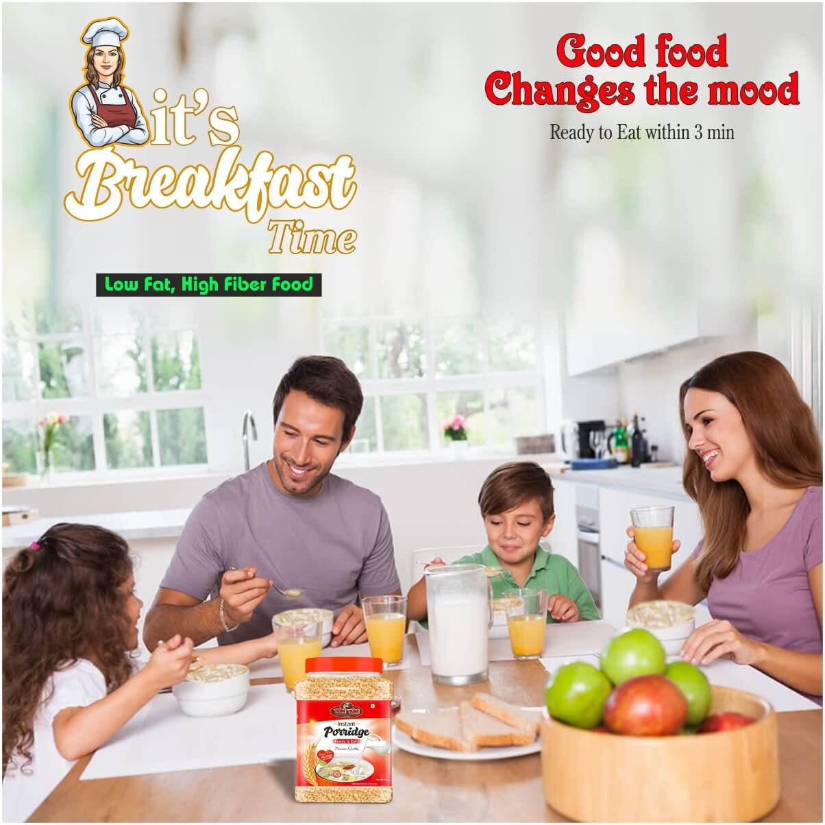 YUM YUM High Fiber Instant Roasted Porridge Sugar Free with Proteins & Vitamins  750 gm Nutritious Breakfast Cereals, (Daliya/Dalia)