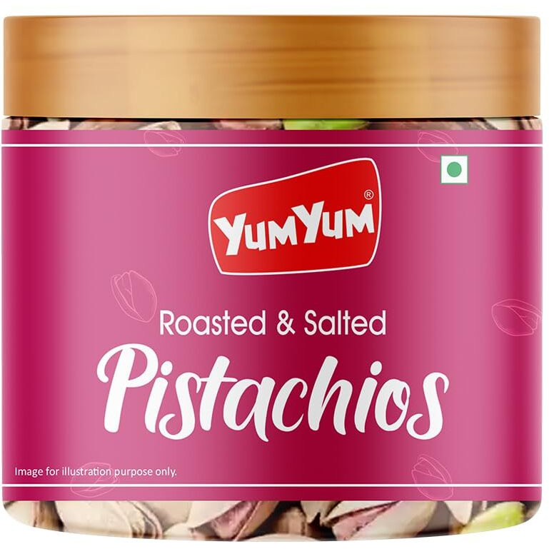 YUM YUM Premium California Roasted & Salted Pistachios 200 g | Pista Dry Fruit | Tasty & Healthy | High in Protein & Dietary Fiber | Gluten Free & Low Calorie Nuts