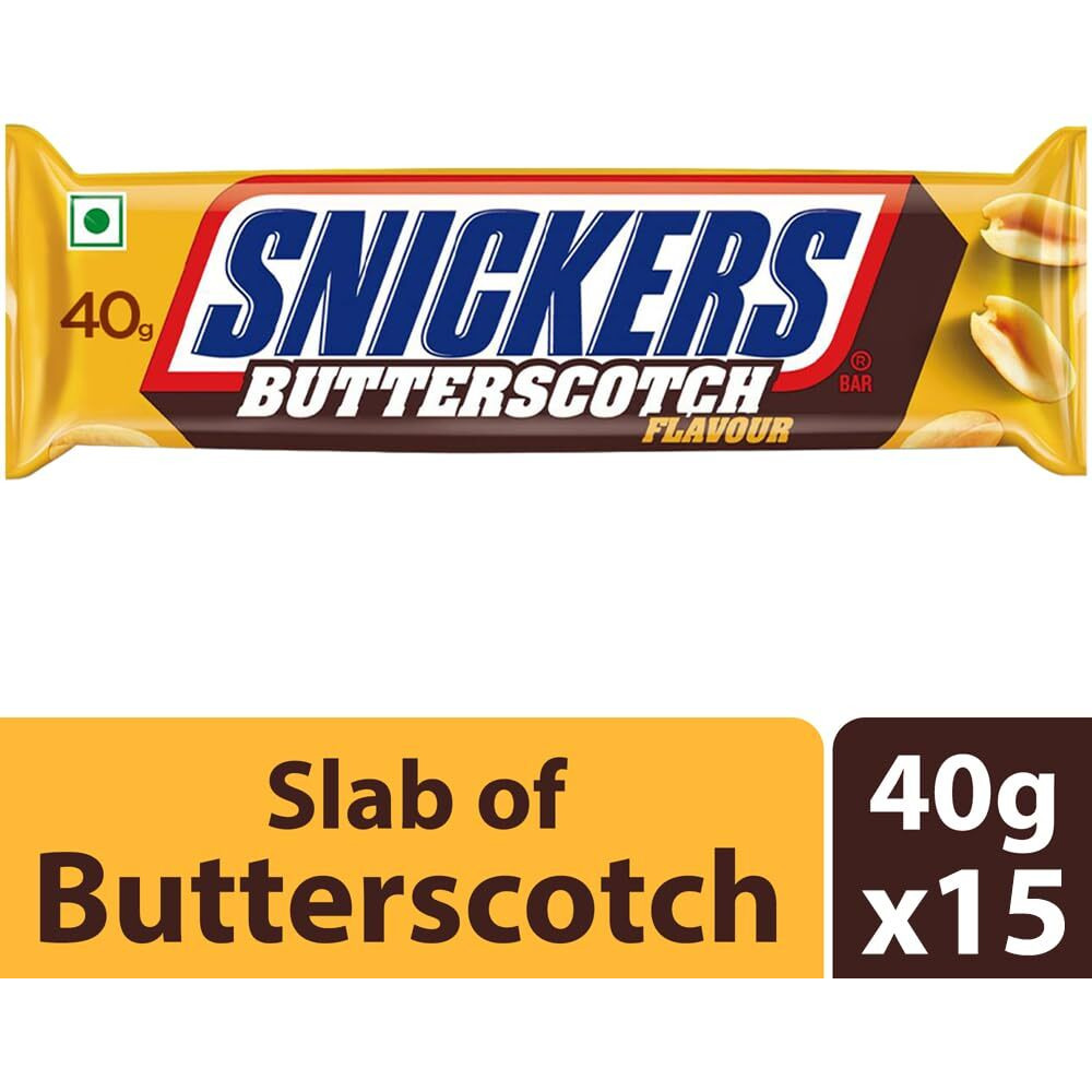 Snickers Butterscotch Chocolate Bar Loaded With Delicious Butterscotch Nougat And Caramel Nutty Delight For Gifting On All Occasions 40Gram Pack Of 15