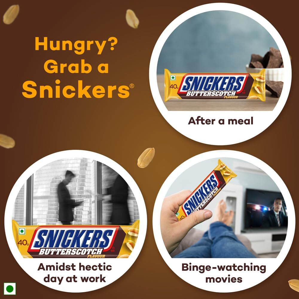 Snickers Butterscotch Chocolate Bar Loaded With Delicious Butterscotch Nougat And Caramel Nutty Delight For Gifting On All Occasions 40Gram Pack Of 15