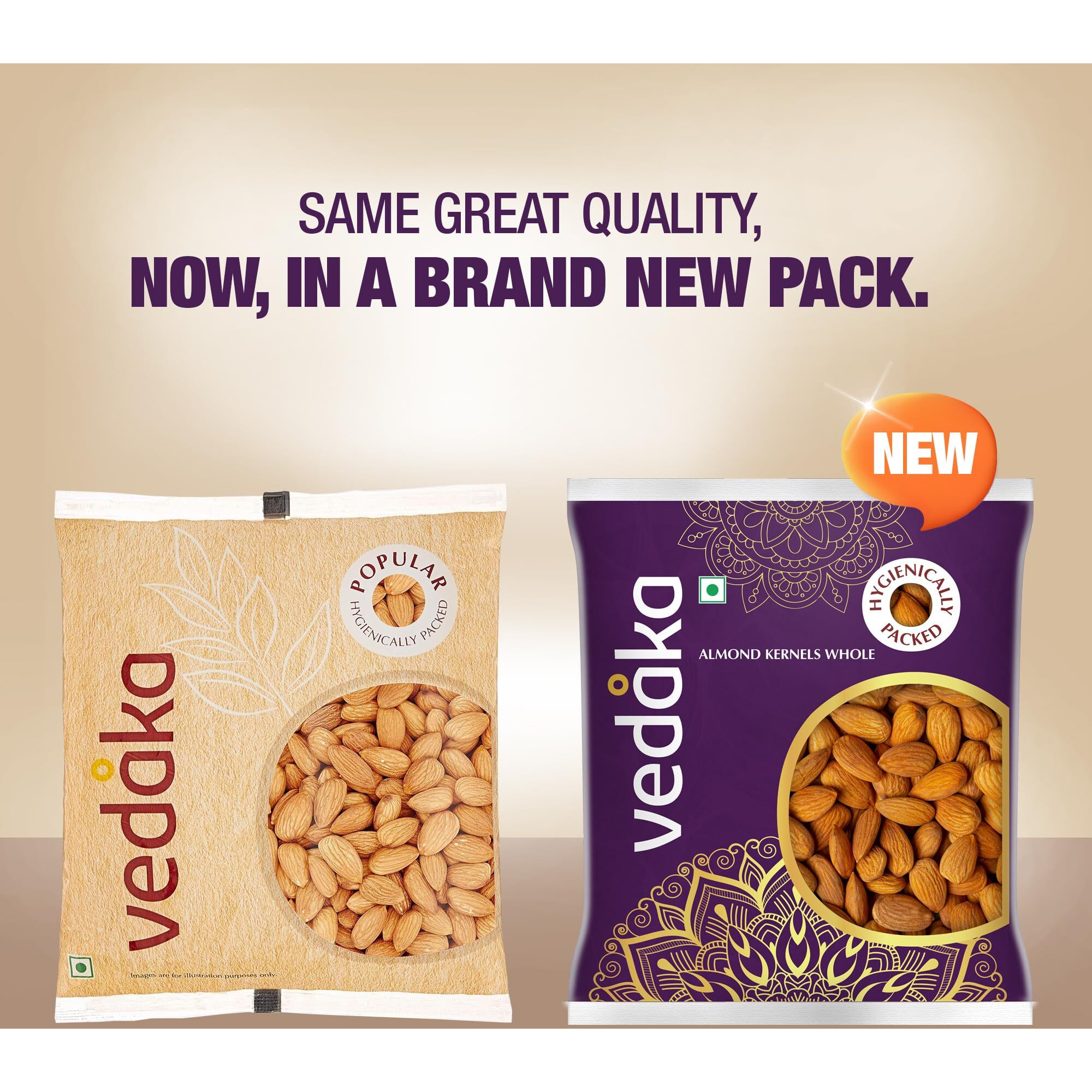 Amazon Brand - Vedaka 100% Natural California Almonds | 500g | Premium Badam | High in Fiber | Hygienically Packed | Grade - Independence
