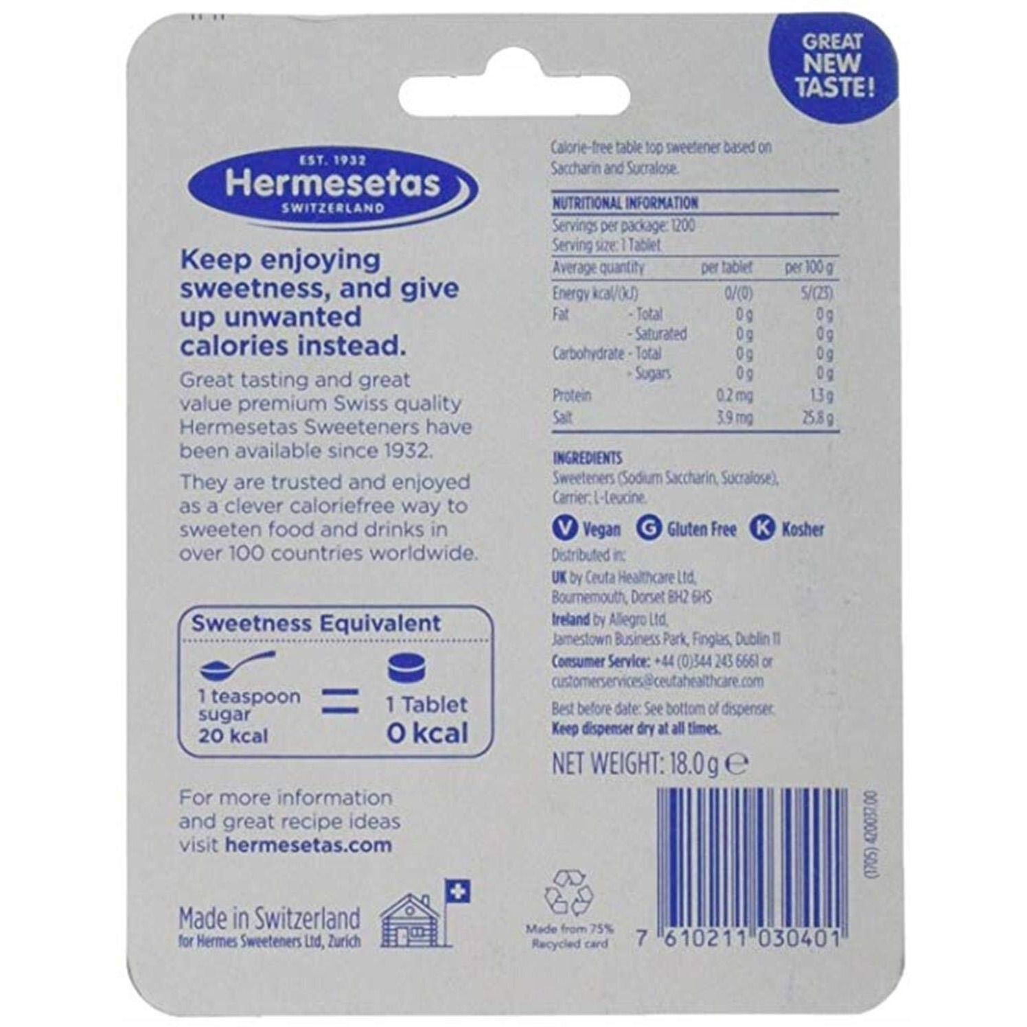 Hermesetas Mini Sweetners Original 1 x 1200s packs