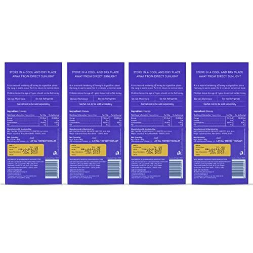 Honey Twigs Himalayan Multiflora Honey | 100% Natural & Pure Honey, 320gms (40 Single Sachets - 80g x 4 Packs) | Grade A Himalayan Honey - Traceable Source | Zero Additives | Zero Added Sugar