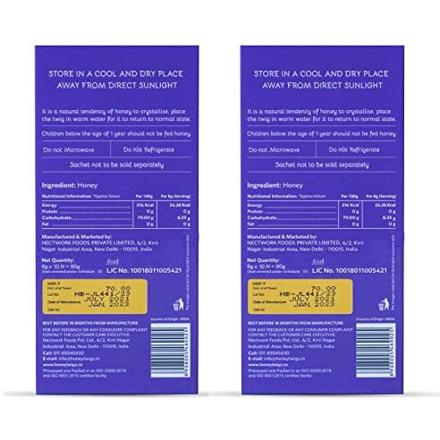 Honey Twigs Himalayan Multi Floral Honey,100% Natural Pure Honey,160Gms (20 Single Sachets-80G X 2 Packs)|Grade A Himalayan Honey-Traceable Source|Zero Additives|Zero Added Sugar|Immunity Booster