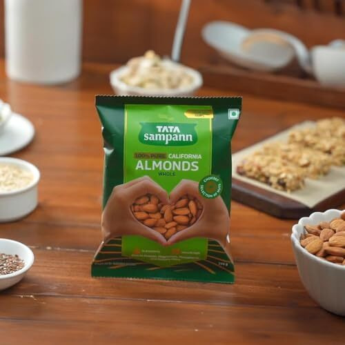 Tata Sampann Pure California Almonds Whole, Badam Giri, Rich in Protein, Magnesium, Phosphorus and Dietary Fibre, Nuts & Dry Fruits, 200g
