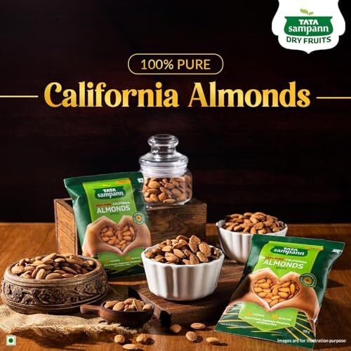 Tata Sampann Pure California Almonds Whole, Badam Giri, Rich in Protein, Magnesium, Phosphorus and Dietary Fibre, Nuts & Dry Fruits, 200g